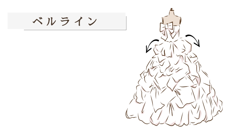 ベルラインのウエディングドレスのイラスト